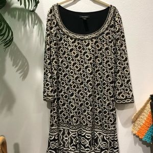 White House Black Market Dresses - WHBM Black and Gold Geometric Pleated Dress White House Black Market Dresses - WHBM Black and Gold Geometric Pleated Dress